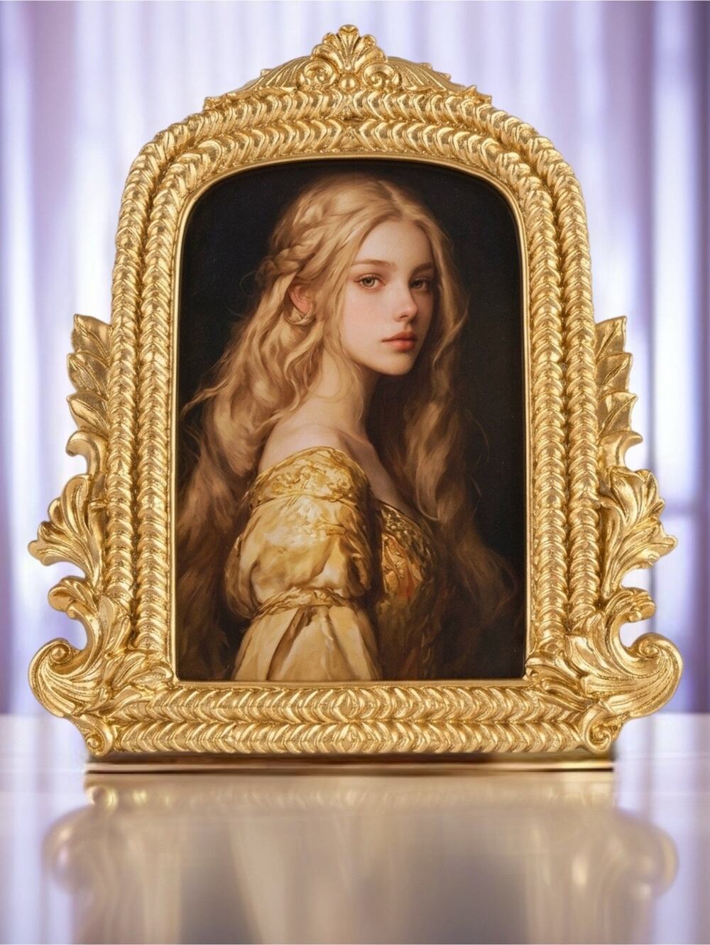 Vintage Style Gold Tone Ornate 4x6 Picture Frame Wall or Tabletop